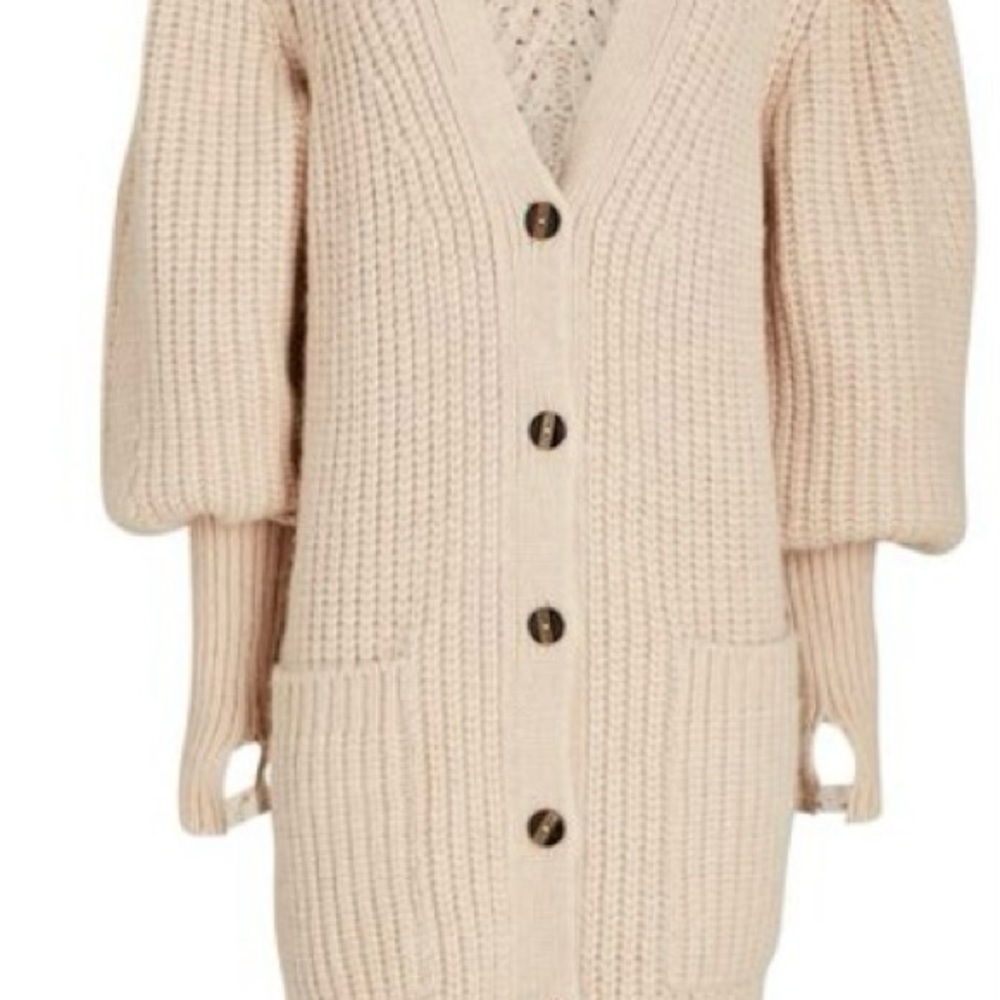 Ulla Johnson Cream Cardigan with Chunky Knit and V-Neck